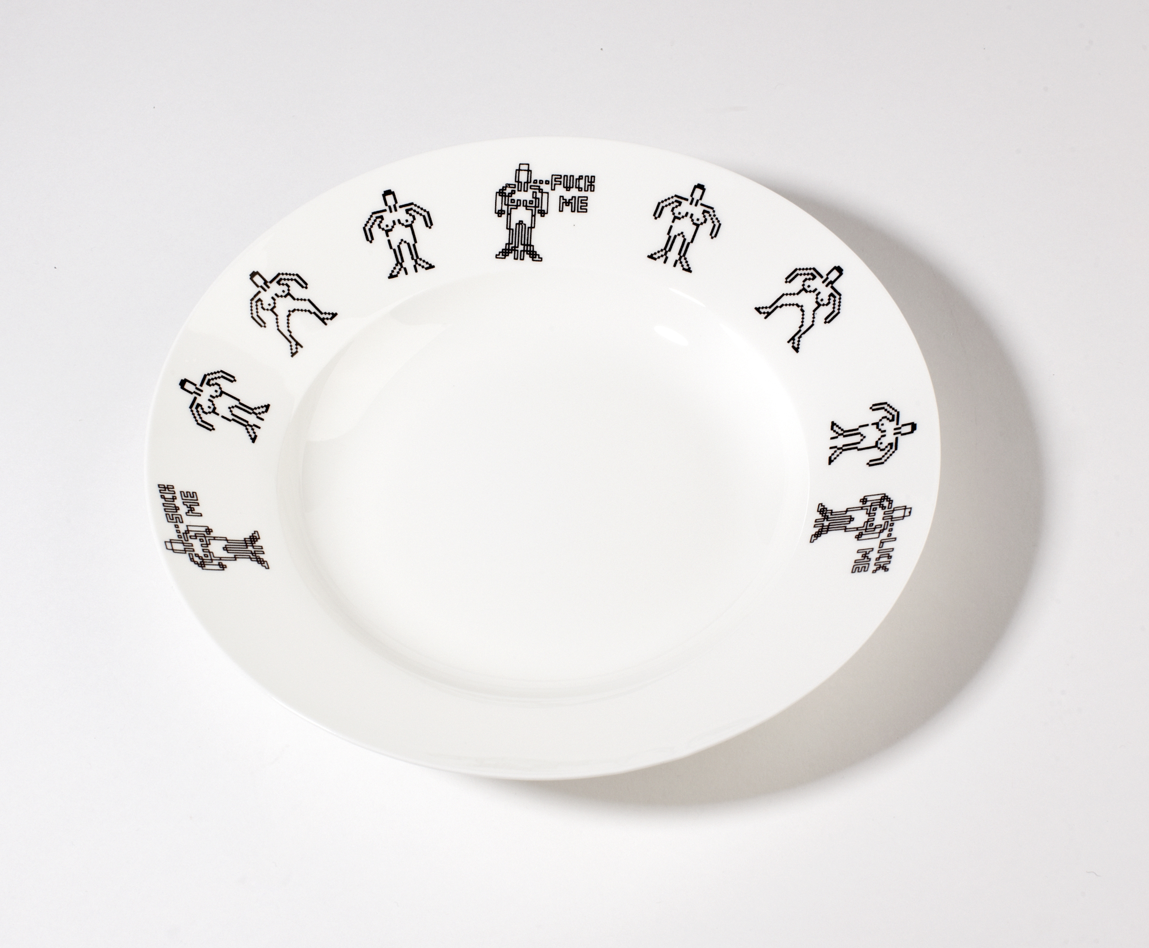 A La Carte — porcelain plate with pixel figures